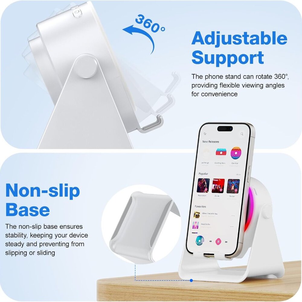 5 in 1 Bluetooth Speaker, 360° Rotation Cell Phone Stand! - Picture 7 of 9